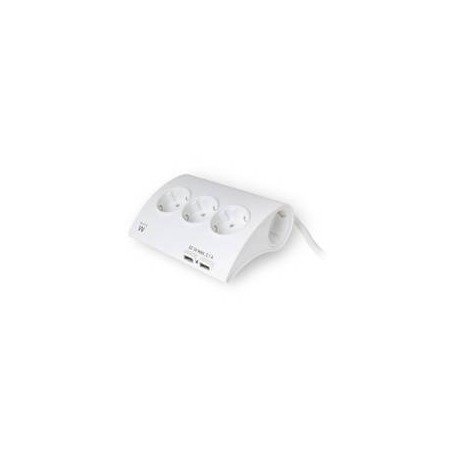 filtro de linha ewent desk 5 tomadas - 2 portas usb - branco