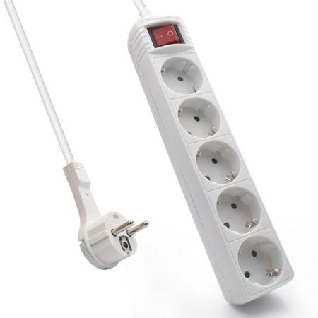 Ewent strip 5 soquetes interruptor shucko e plugue plano
