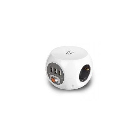 Ewent ew3939 filtro de linha cúbico 3 soquetes shucko - 3 portas usb - 1,5m