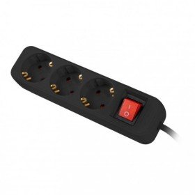 Filtro de linha Lanberg 3 tomadas Schuko com proteção preta 1,5m