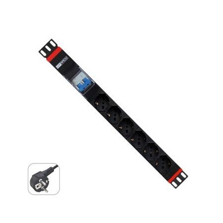 Rack power strip wp 1u 6 fichas Schuko com disjuntor