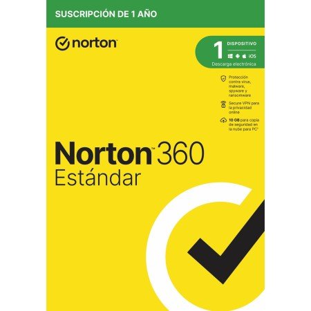 Antivírus norton 360 standard 10gb espanhol 1 usuário 1 dispositivo 1 ano esd electronica drmkey gum