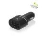 carregador de carro ewent usb - 3 portas - 24w - smart ic - preto
