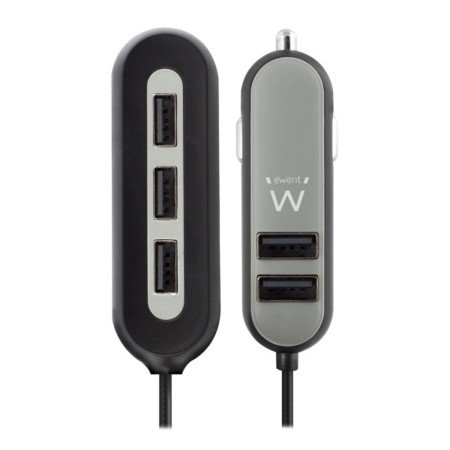 carregador usb ewent para carro - 5 portas - 54w
