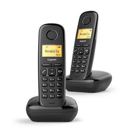 Gigaset a170 duo telefone fixo sem fio preto 50 números agenda - 10 tons