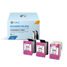 HP 302XL Color Pack de 3 Cartuchos de Tinta Remanufaturados - G&G