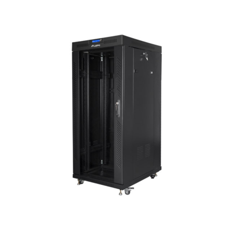 Armário rack Lanberg 19" 37U 800X1000 embalagem plana porta de vidro preto com LCD