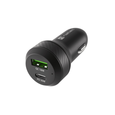 Carregador de carro Natec Coney 1Xusb, 1Xusb-C Qc3.0, Pd 3.0 48W Preto