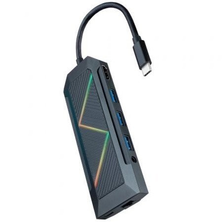 Docking Nanocable USB Tipo C 10.16.0901/ 3xUSB/ 1xUSB Tipo-C/ 1xHDMI/ 1xRJ45/ 1xSD TF Card Reader/ Áudio