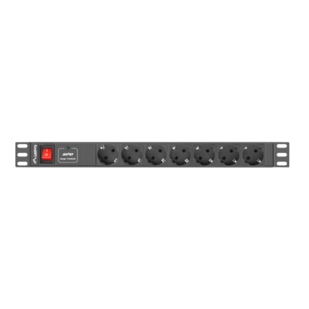 Lanberg Power Strip 1U 10A 7X Schuko Rack 19" 2M Preto C14