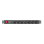 Lanberg Power Strip 1U 10A 7X Schuko Rack 19" 2M Preto C14
