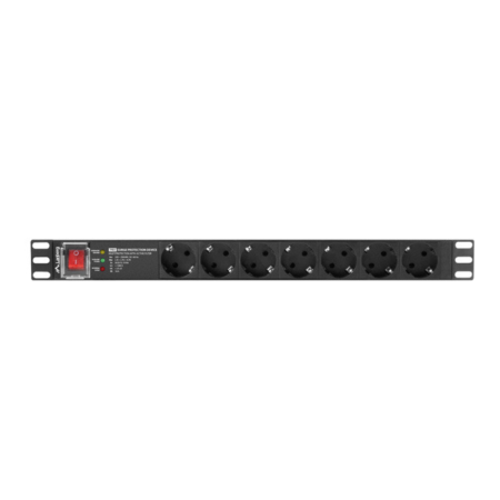 Régua Lanberg 1U 16A 7X Schuko Rack 19" 2M Preto