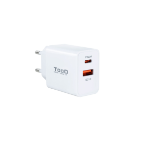 Carregador de parede Tooq USB-C/Pd 20 W, USB-A/Qc 18 W Branco