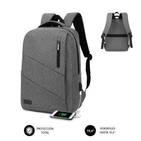 Mochila Subblim City para Laptops até 15,6"/ Porta USB/ Cinza