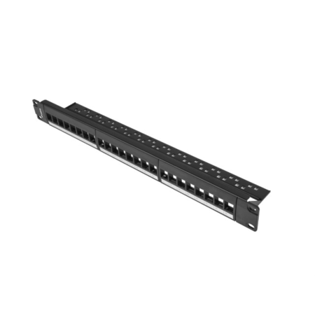 Patch Panel Lanberg 24 portas 1U Rack 19 para módulos Keystone preto