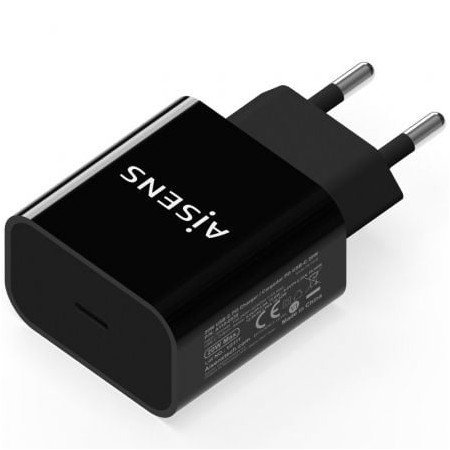 Carregador de parede Aisens A110-0538/ 1xUSB Type-C PD3.0/ 20W/ Preto
