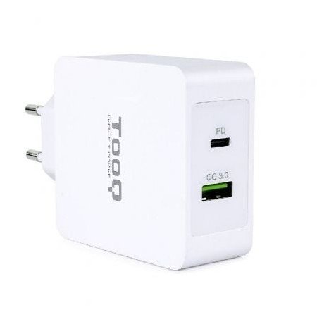 TooQ TQWC-2SC03WT/ 1xUSB tipo C/ 1xUSB/ 48W carregador de parede
