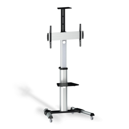 Aisens Suporte de Chão Roda Bandeja Dvd Cã Mara Monitor 50Kg 37-70 Preto-Prata