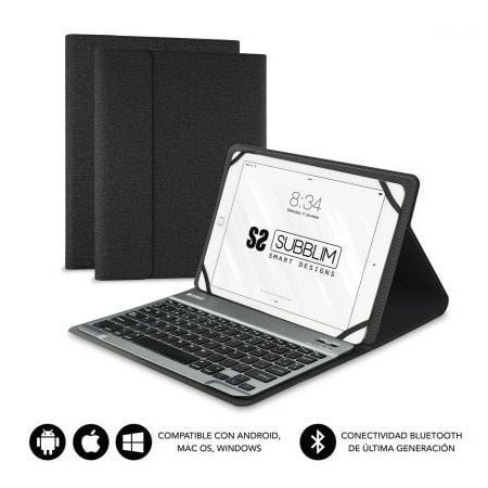 Estojo para teclado Bluetooth Subblim Keytab Pro para tablets de 10,1" a 10,8"/preto