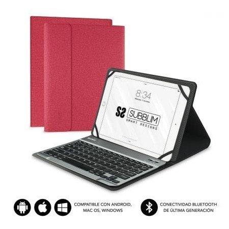 Estojo para teclado Bluetooth Subblim Keytab Pro para tablets de 10,1"-10,8"/vermelho
