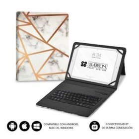 Estojo para teclado Bluetooth Subblim Keytab Pro para tablets de 9" a 11"/mármore branco