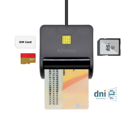 Leitor de cartão Aisens Dni Sim SD Micro SD Mmc Rs-Mmc Mmc Micro Preto