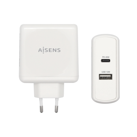 Carregador Aisens 57W 1Xusb-C Pd3.0 45W 1Xusb-A 5V 2.4A 12W Branco
