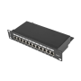 Patch Panel Lanberg 12 portas 1U 10" Cat.6 blindado preto