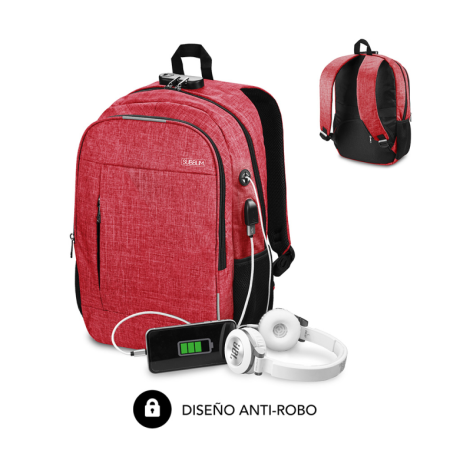 Mochila Subblim Urban Lock 16" Vermelho