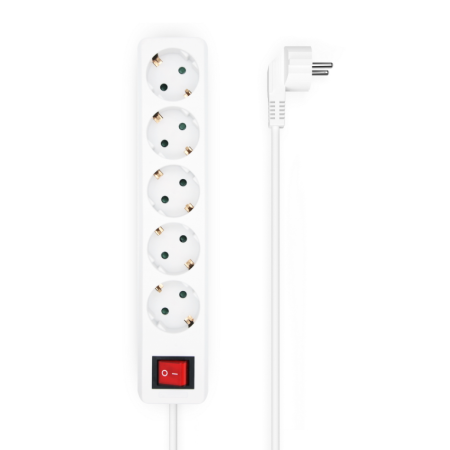 Base Múltipla Aisens 5 Soquetes Com Interruptor Com Cabo 3X1,5Mm2 Branco 1,4M
