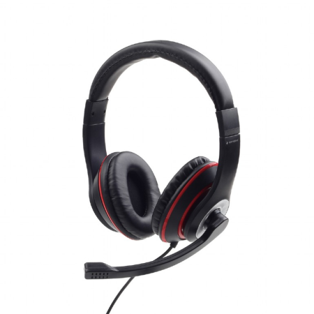 Fones De Ouvido Gembird Estéreo Black Com Anel Vermelho