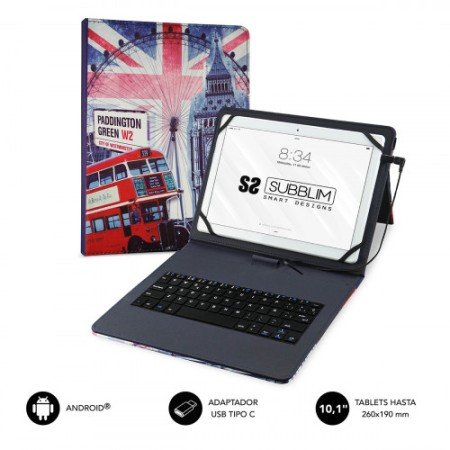 Bolsa para Teclado Micro USB SUBBLIM - USB C KEYTAB USB 10,1" Inglaterra