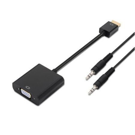 Adaptador HDMI Aisens A122-0126/ HDMI Macho - VGA Fêmea/ Jack 3.5 Fêmea