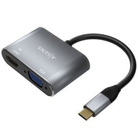 Adaptador USB tipo C Aisens A109-0627/ HDMI fêmea - VGA fêmea - USB tipo C macho