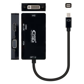Adaptador Nanocable 10.16.3302-BK/ Mini Displayport Macho - VGA Fêmea/ HDMI Fêmea/ DVI Fêmea