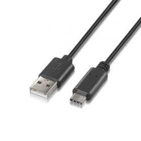Cabo USB 2.0 tipo C Aisens A107-0052/ USB tipo C macho - USB macho/ 2 m/ preto