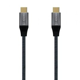 Cabo USB 3.1 tipo C Aisens A107-0634 20GBPS 5A 100 W/ USB tipo C macho - USB tipo C macho/ 2 m/ cinza