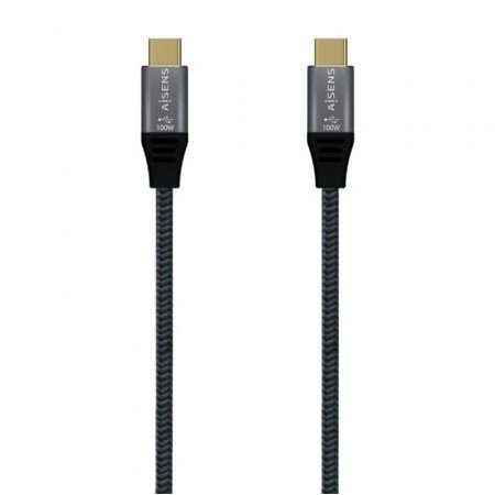 Cabo USB 3.1 tipo C Aisens A107-0670 20 GBPS 100 W/ USB tipo C macho - USB tipo C macho/ 0,6 m/ cinza