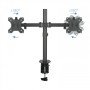 Suporte de mesa giratória e inclinável TooQ para 2 telas (monitor / TV plasma / LCD / LED) 13 "- 32", dois braços, preto
