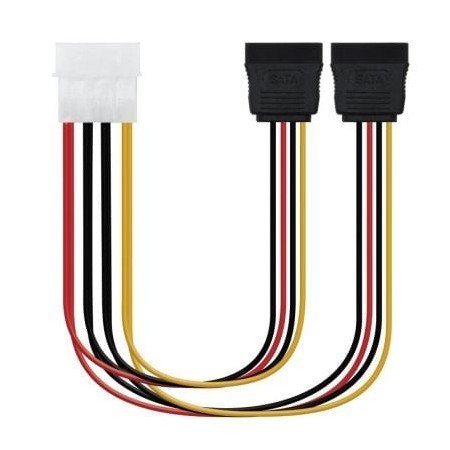 Nanocable 10.19.0101-OEM/ Molex Macho - 2x SATA Fêmea/ Cabo Duplicador de Potência de 20cm