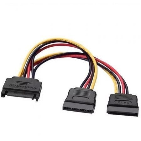 Cabo de alimentação Aisens A131-0353/ SATA macho - 2x SATA fêmea/ 20 cm/ preto