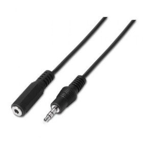 Adaptador estéreo Aisens A128-0146/ Jack 3.5 Macho - Jack 3.5 Fêmea/ 3m/ Preto