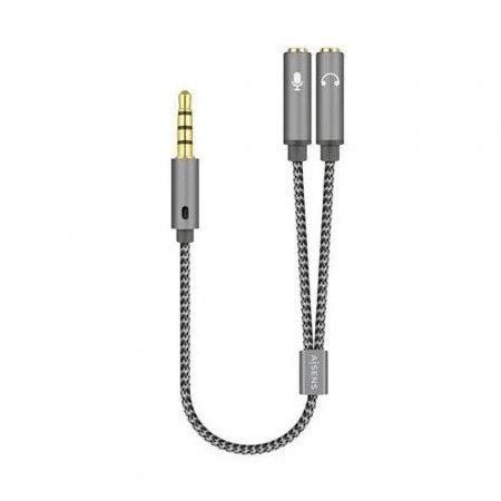Adaptador Aisens A128-0415/ Jack 3.5 Macho - 2x Jack 3.5 Fêmea/ 25cm/ Cinza