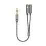 Adaptador Aisens A128-0415/ Jack 3.5 Macho - 2x Jack 3.5 Fêmea/ 25cm/ Cinza