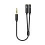 Adaptador Aisens A128-0416/ Jack 3.5 Macho - 2x Jack 3.5 Fêmea/ 25cm/ Preto