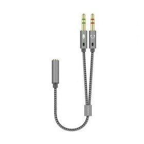 Adaptador Aisens A128-0417/ Jack 3.5 Fêmea - 2x Jack 3.5 Macho/ 25cm/ Cinza