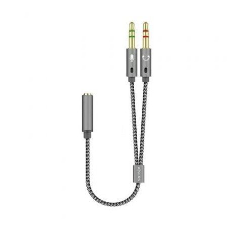 Adaptador Aisens A128-0417/ Jack 3.5 Fêmea - 2x Jack 3.5 Macho/ 25cm/ Cinza