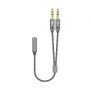 Adaptador Aisens A128-0417/ Jack 3.5 Fêmea - 2x Jack 3.5 Macho/ 25cm/ Cinza