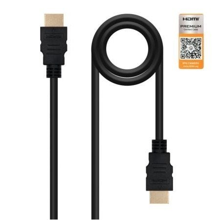 Cabo HDMI 2.0 4K Nanocable 10.15.3600/ HDMI Macho - HDMI Macho/ 0,5m/ Certificado/ Preto