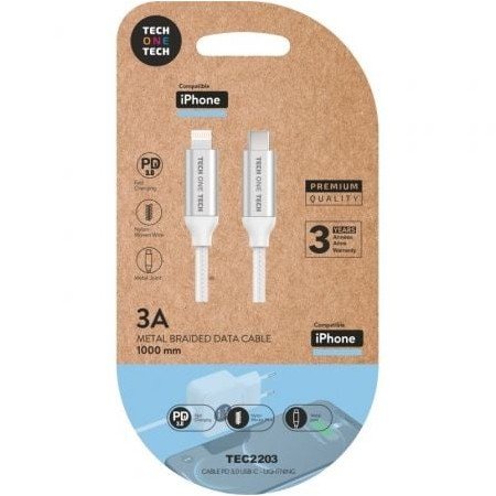 Cabo Lightning Tech One Tech TEC2203/ Lightning Macho - USB Tipo-C Macho/ 1 m/ Branco